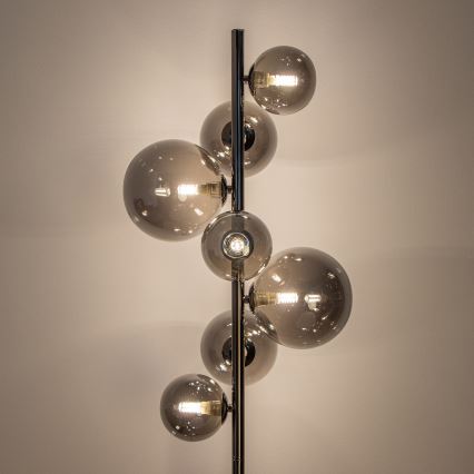 Brilagi - Lampada da terra LED MILLA 7xG9/3W/230V nero cromato/vetro fumé
