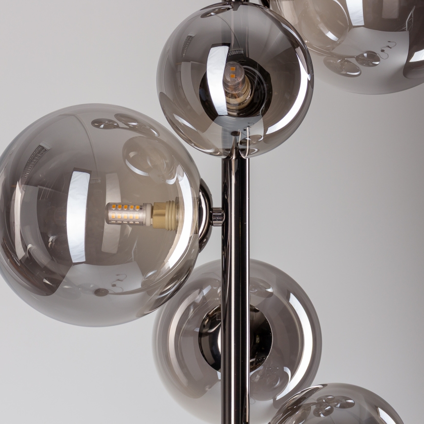 Brilagi - Lampada da terra LED MILLA 7xG9/3W/230V nero cromato/vetro fumé
