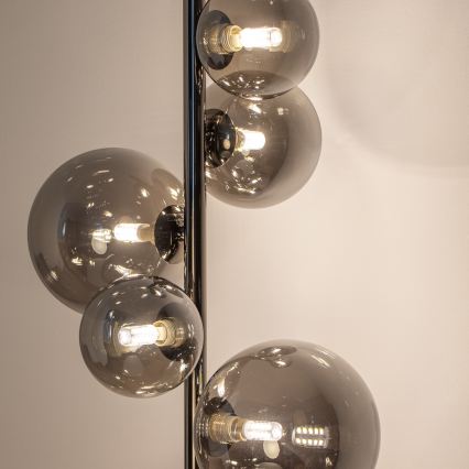 Brilagi - Lampada da terra LED MILLA 7xG9/3W/230V nero cromato/vetro fumé