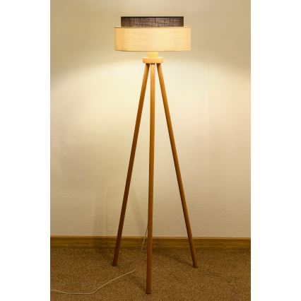 Brilagi - Lampada da terra LED Stile BOHO 1xE27/15W/230V crema/marrone
