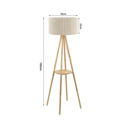 Brilagi - Lampada da terra NORDIC WAVE 1xE27/15W/230V, design nordico in legno con paralume in lino
