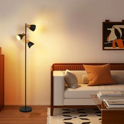 Brilagi - Lampada da terra ODENSE 3xE14/10W/230V legno/nero