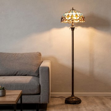 Brilagi - Lampada da terra Tiffany a vetri colorati MIRABELLA 2xE27/60W/230V