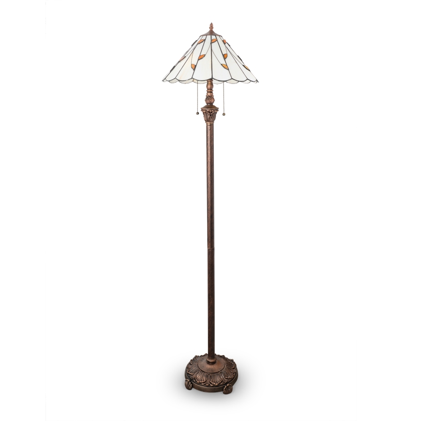 Brilagi - Lampada da terra Tiffany in vetro colorato FOLIA 2xE27/60W/230V