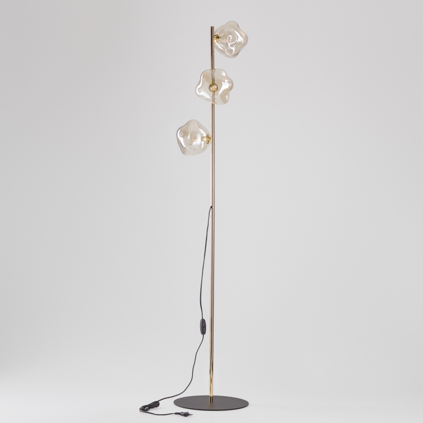 Brilagi - Lampada da terra VULCANO 3xG9/8W/230V oro/beige fumé