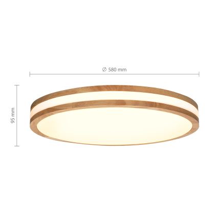 Brilagi - Plafoniera a LED dimmerabile MOLINA LED/60W/230V 3000-6500K rovere Ø 58 cm + telecomando