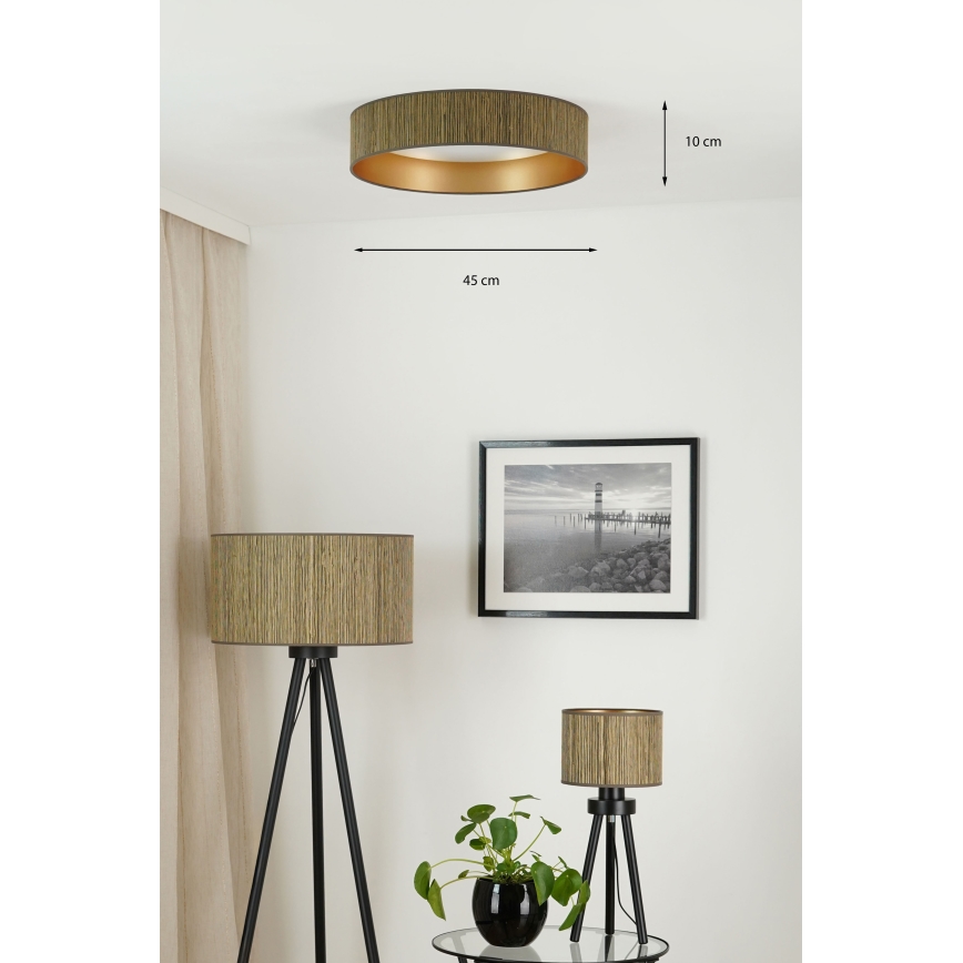 Brilagi - Plafoniera a LED dimmerabile VEGAS SHINE LED/24W/230V Ø 45 cm 3000/4000/6500K paglia marrone/oro + telecomando