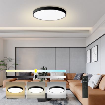 Brilagi - Plafoniera dimmerabile a LED POOL SMART LED/100W/230V 3000-6000K Ø 80 cm Wi-Fi Tuya nera + telecomando