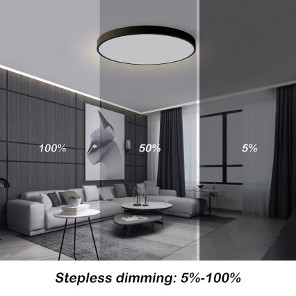 Brilagi - Plafoniera dimmerabile a LED POOL SMART LED/100W/230V 3000-6000K Ø 80 cm Wi-Fi Tuya nera + telecomando