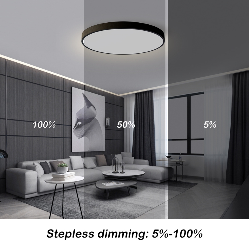 Brilagi - Plafoniera dimmerabile a LED POOL SMART LED/100W/230V 3000-6000K Ø 80 cm Wi-Fi Tuya nera + telecomando