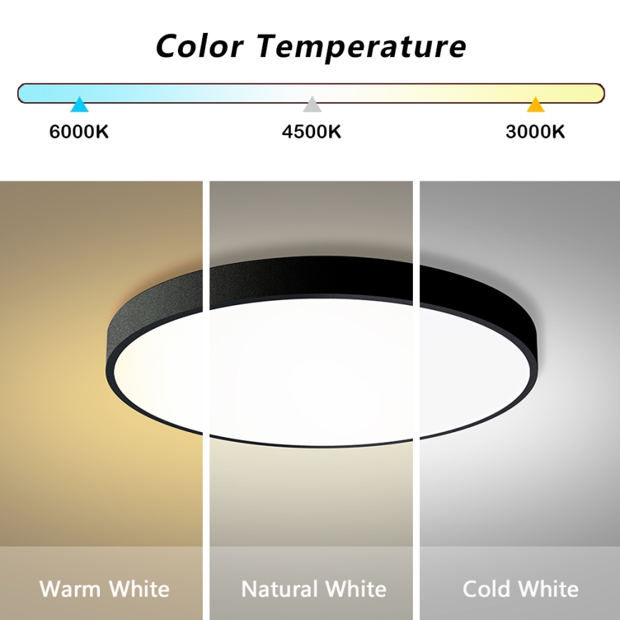 Brilagi - Plafoniera dimmerabile a LED POOL SMART LED/100W/230V 3000-6000K Ø 80 cm Wi-Fi Tuya nera + telecomando