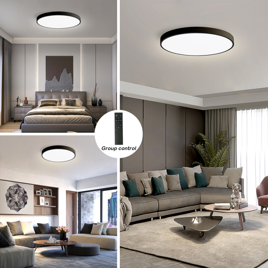 Brilagi - Plafoniera dimmerabile a LED POOL SMART LED/100W/230V 3000-6000K Ø 80 cm Wi-Fi Tuya nera + telecomando