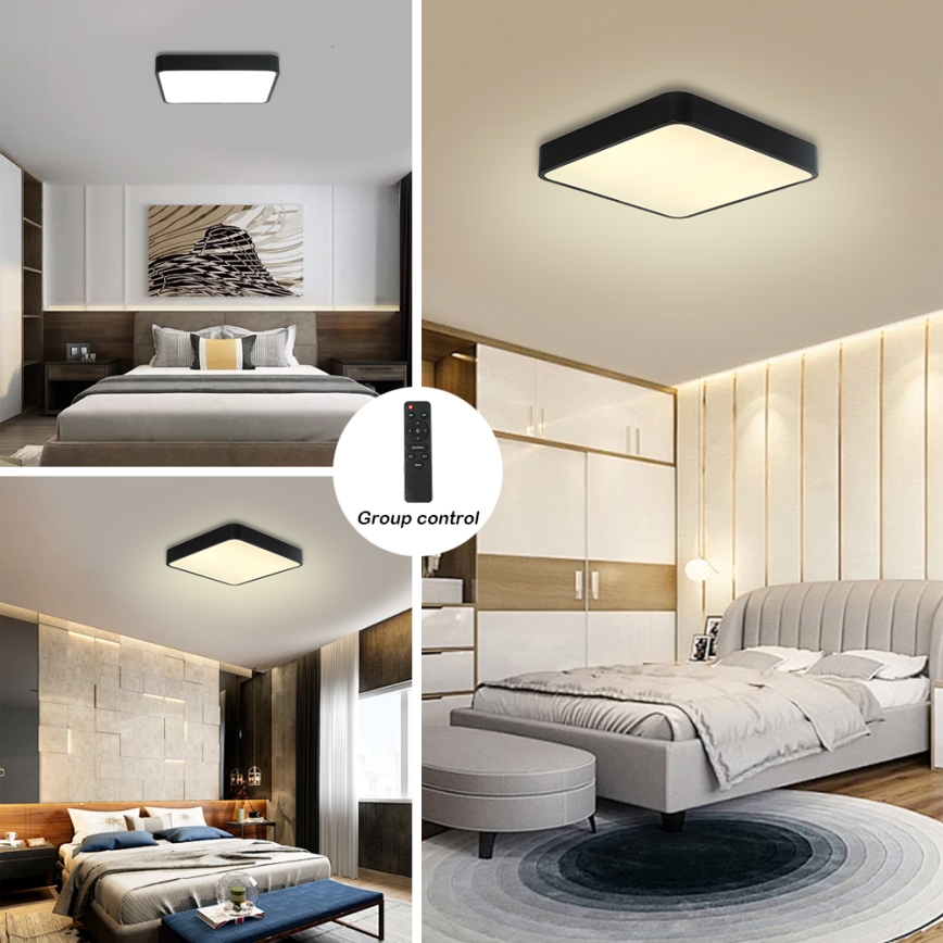 Brilagi - Lampada da soffitto dimmerabile a LED POOL SQUARE LED/48W/230V 3000-6000K 50x50 cm nero + telecomando