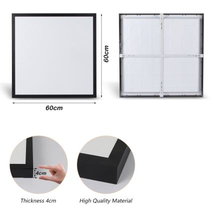 Brilagi - Plafoniera LED da bagno FRAME LED/50W/230V 60x60 cm 3000/4000/6000K IP44 nero
