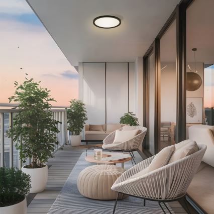 Brilagi - Plafoniera LED da bagno ULTRA SLIM LED/12W/230V diametro 22,5 cm nero IP54