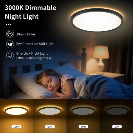 Brilagi - Plafoniera LED da bagno ULTRA SLIM LED/18W/230V diametro 30 cm nero IP54