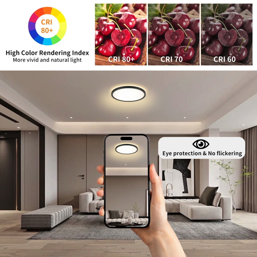 Brilagi - Plafoniera LED da bagno ULTRA SLIM LED/18W/230V diametro 30 cm nero IP54