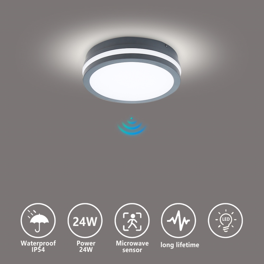 Brilagi - Lampada LED da esterno con sensore BENE LED/18W/230V diametro 22 cm IP54