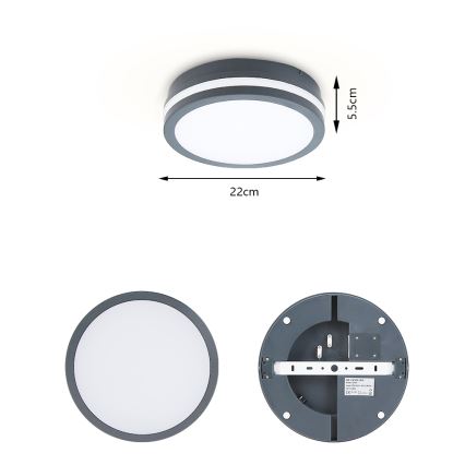 Brilagi - Lampada LED da esterno con sensore BENE LED/18W/230V diametro 22 cm IP54