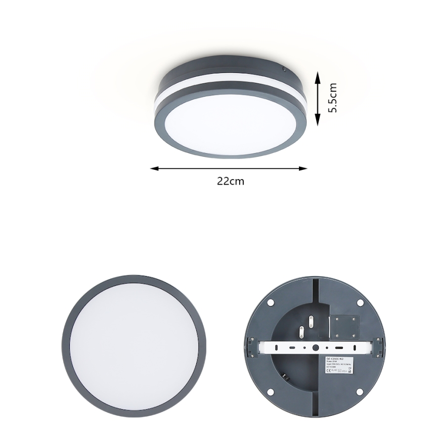 Brilagi - Lampada LED da esterno con sensore BENE LED/18W/230V diametro 22 cm IP54