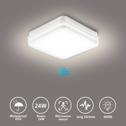Brilagi - Lampada LED da esterno con sensore BENE LED/24W/230V 26x26 cm bianca IP54