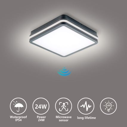 Brilagi - LED Luce da esterno con sensore di movimento BENE LED/24W/230V 26x26 cm antracite IP54