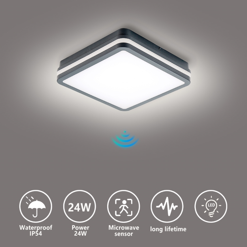 Brilagi - LED Luce da esterno con sensore di movimento BENE LED/24W/230V 26x26 cm antracite IP54