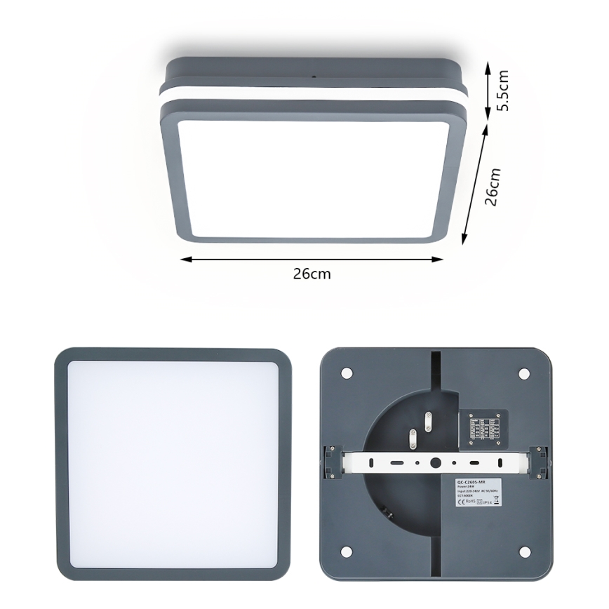 Brilagi - LED Luce da esterno con sensore di movimento BENE LED/24W/230V 26x26 cm antracite IP54