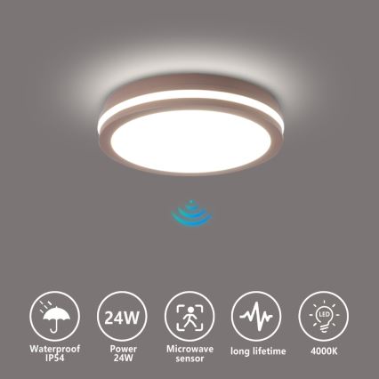 Brilagi - Lampada LED da esterno con sensore BENE LED/24W/230V diam. 26 cm marrone IP54