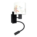 Brilagi - Lampada LED da parete flessibile per bambini BOBO 1xE27/25W/230V + LED/3W nero/bianco/con motivo animaletti