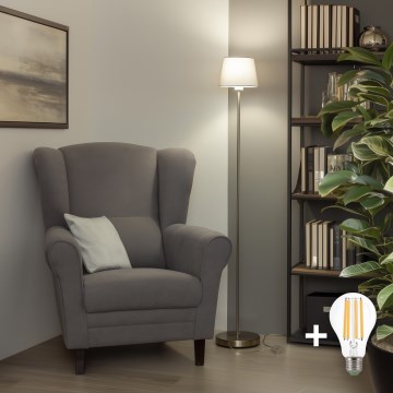 Brilagi - Lampada LED da terra CERIA 1xE27/40W/230V Ø 20,5 cm grigio/cromo opaco