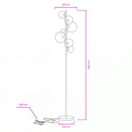 Brilagi - Lampada LED da terra MILLA 7xG9/3W/230V oro