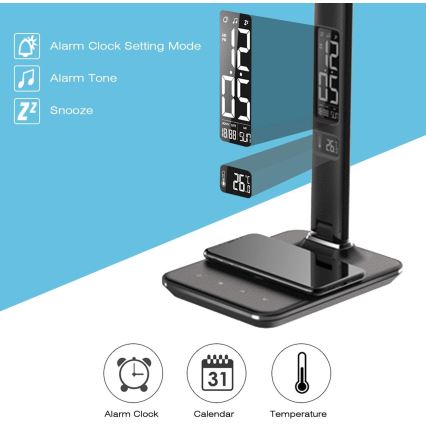 Brilagi - Lampada da tavolo LED dimmerabile con ricarica wireless QI e USB REGINA LED/8,5W/230V nero