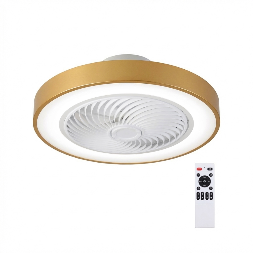 Brilagi - Plafoniera dimmerabile a LED con ventilatore LED/38W/230V 3000-6500K Ø 50 cm dorata + telecomando