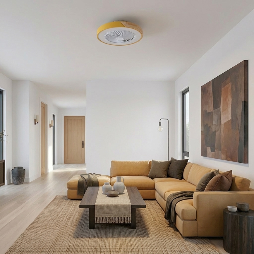 Brilagi - Plafoniera LED dimmerabile con ventilatore LED/38W/230V 3000-6500K Ø 50 cm oro/rovere + telecomando
