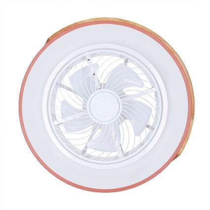 Brilagi - Plafoniera LED dimmerabile con ventilatore integrato LED/38W/230V 3000-6500K Ø 50 cm rosa/rovere + telecomando