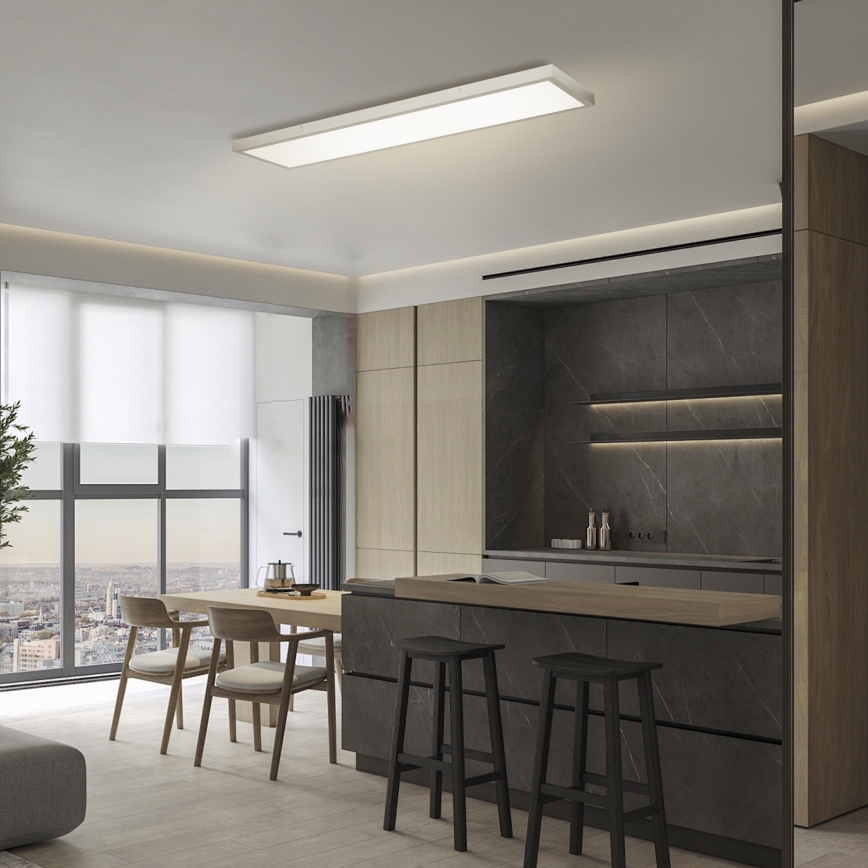 Brilagi - Plafoniera LED dimmerabile da bagno FRAME SMART LED/50W/230V 120x30 cm 3000-6000K IP44 argento + telecomando