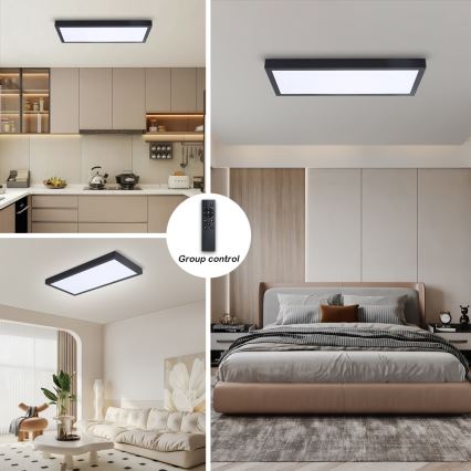 Brilagi - Lampada da soffitto LED dimmerabile per bagno FRAME SMART LED/30W/230V 30x60 cm 3000-6000K IP44 nera + telecomando