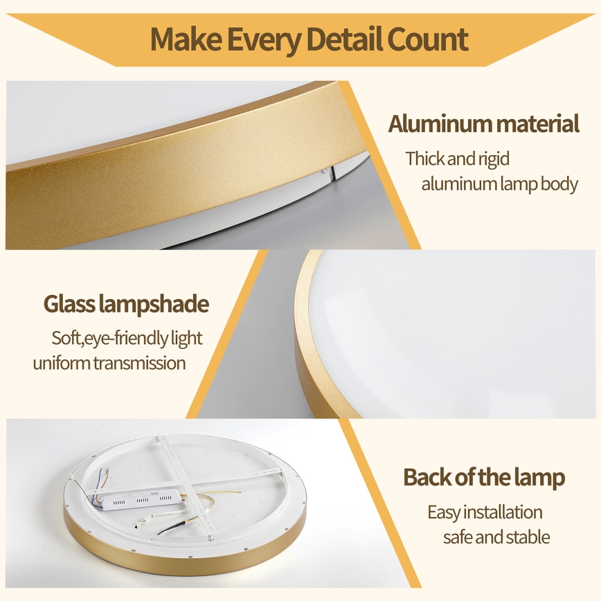 Brilagi - Plafoniera LED dimmerabile GLASS POOL DOUBLE LED/48W/230V 3000-6000K 40 cm dorata + telecomando