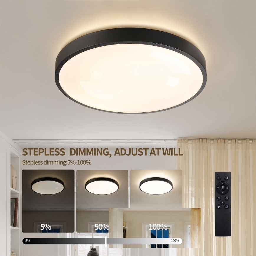 Brilagi - Plafoniera LED dimmerabile GLASS POOL DOUBLE LED/48W/230V 3000-6000K 40 cm nero + telecomando