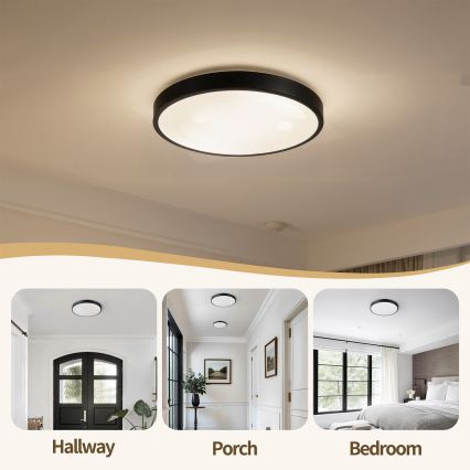 Brilagi - Plafoniera LED dimmerabile GLASS POOL DOUBLE LED/48W/230V 3000-6000K 40 cm nero + telecomando