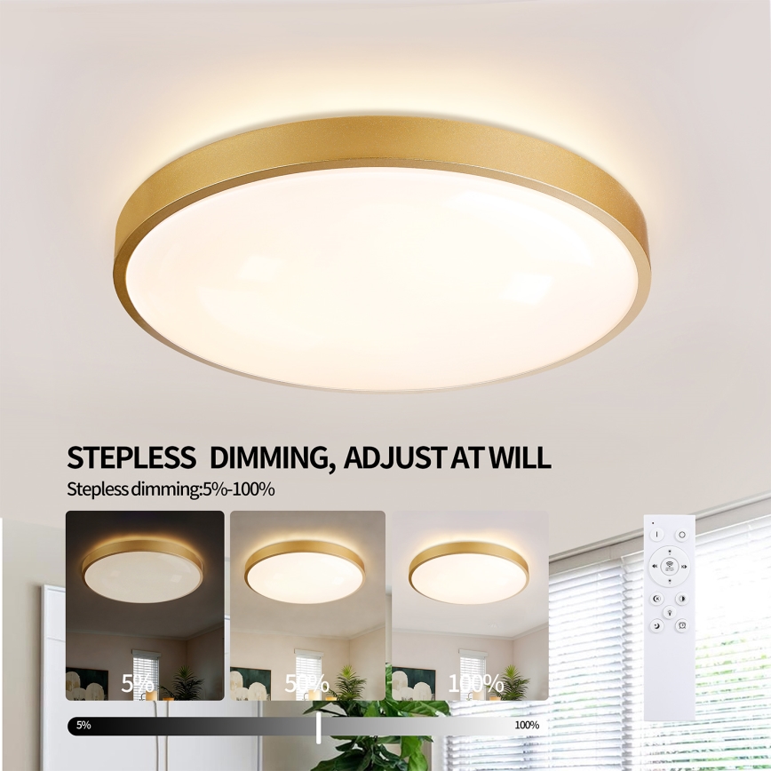 Brilagi - Plafoniera dimmerabile a LED GLASS POOL DOUBLE LED/60W/230V 3000-6000K 50 cm dorata + telecomando