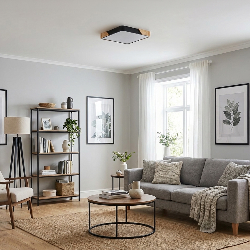 Brilagi - Plafoniera LED dimmerabile PILANA LED/48W/230V 3000-6500K rovere/nero 42x42 cm + telecomando