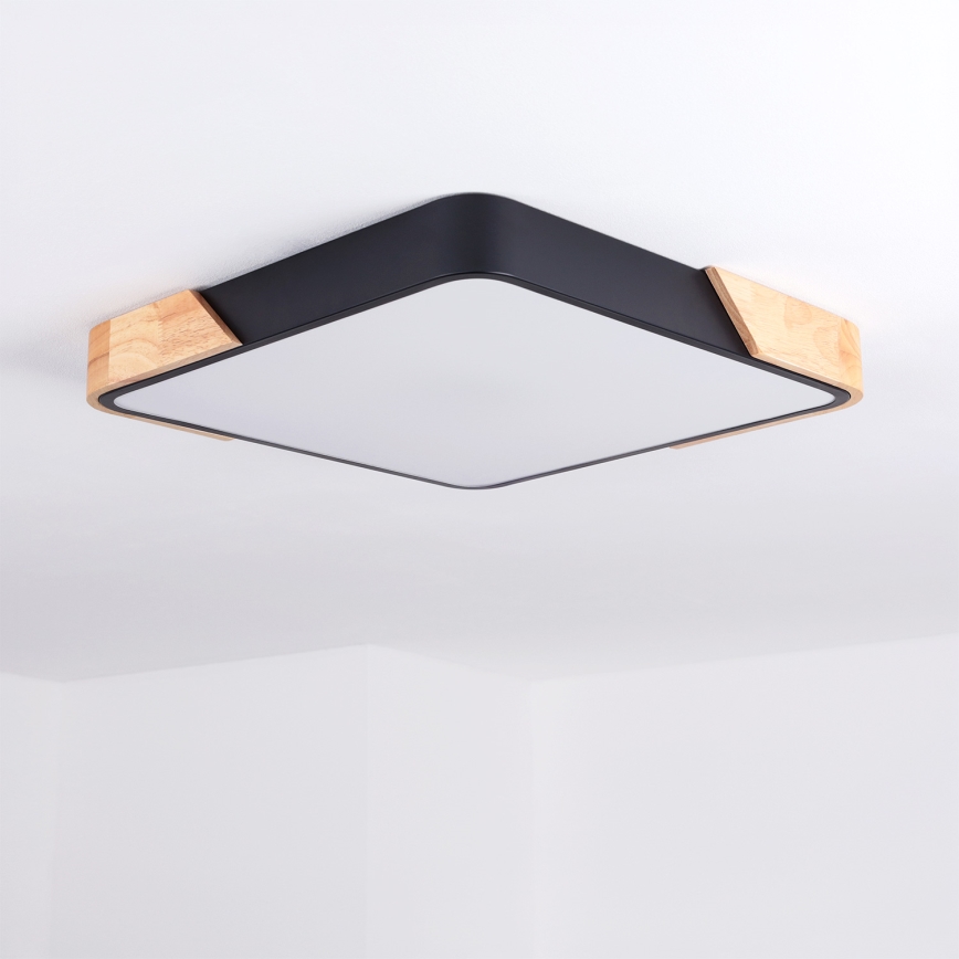 Brilagi - Plafoniera LED dimmerabile PILANA LED/48W/230V 3000-6500K rovere/nero 42x42 cm + telecomando