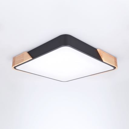 Brilagi - Plafoniera LED dimmerabile PILANA LED/48W/230V 3000-6500K rovere/nero 42x42 cm + telecomando