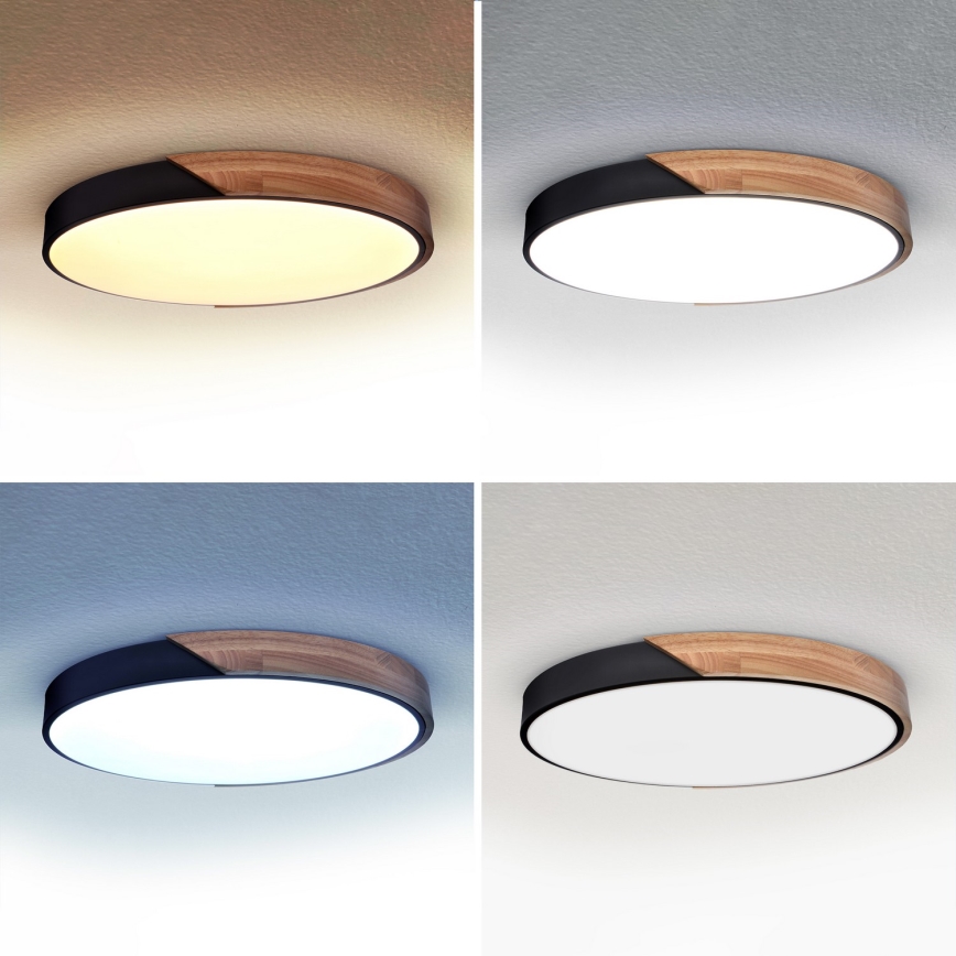 Brilagi - Plafoniera LED dimmerabile PILANA LED/60W/230V 3000-6500K rovere/nero diam. 58,5 cm + telecomando