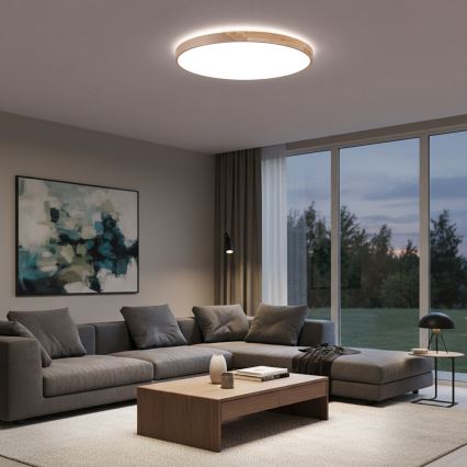 BRILAGI - Plafoniera LED dimmerabile PILANA LED/72W/230V 3000-6500K rovere/beige Ø 80 cm + telecomando