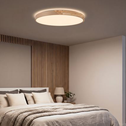 BRILAGI - Plafoniera LED dimmerabile PILANA LED/72W/230V 3000-6500K rovere/beige Ø 80 cm + telecomando