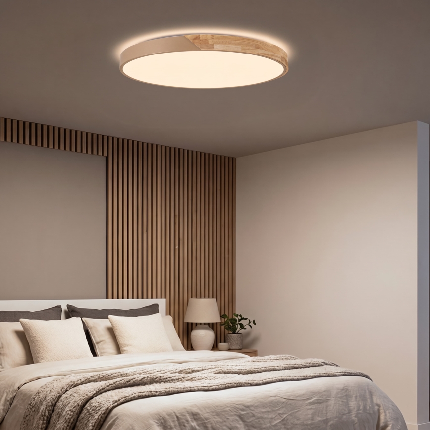 BRILAGI - Plafoniera LED dimmerabile PILANA LED/72W/230V 3000-6500K rovere/beige Ø 80 cm + telecomando