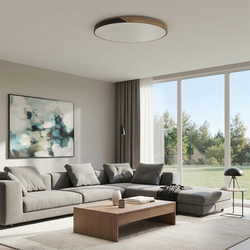 Brilagi - Plafoniera dimmerabile a LED PILANA LED/72W/230V 3000-6500K rovere/nero Ø 80 cm + telecomando
